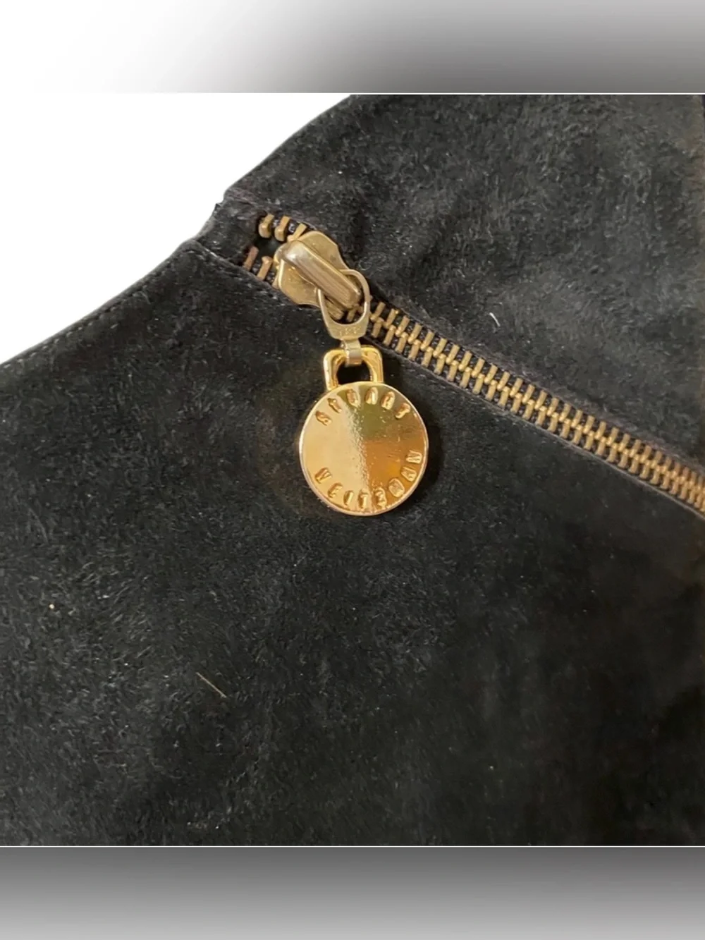 STUAR WEITZMAN Vintage Black Over-the-Knee Suede Boots w/ Gold Zipper Trim - 6.5